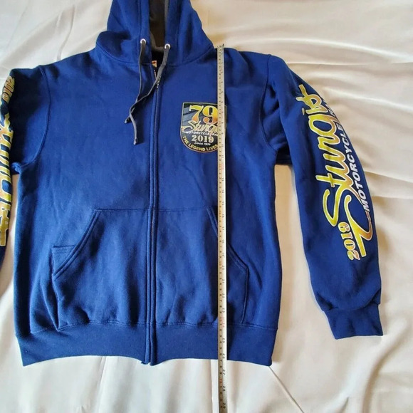 STURGIS MOTORCYCLE RALLY 2019 Blue ZIP UP MEN'S HOODIE 79th Black Hill's LARGE - Picture 9 of 16